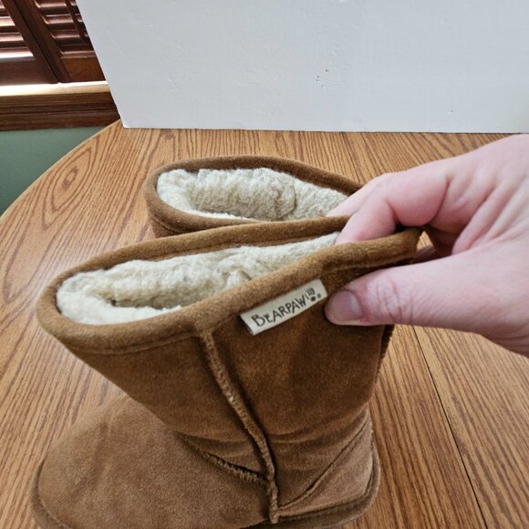 Bearpaw Eva Youth Winter Snow Boots Girls 3 Brown Suede Pull On Round Toe Sherpa - Picture 6 of 11